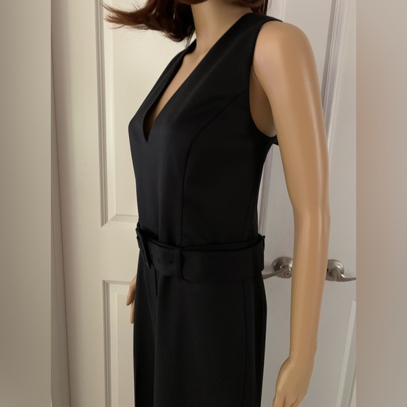 THEORY Belted Tux Wool V-Neck Wide-Leg  Jumpsuit Size 10 & SIZE 8 - Picture 12 of 16